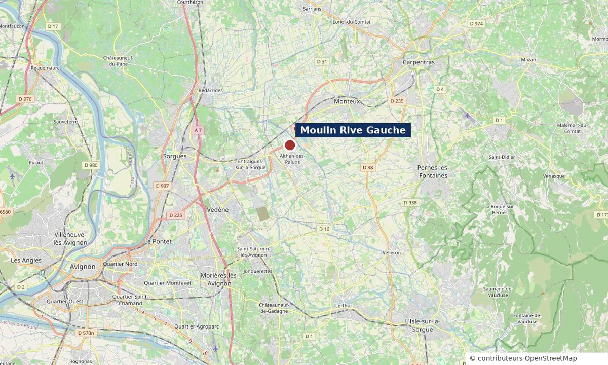 Carte d'accès au Moulin Rive Gauche, entre Avignon et Carpentras